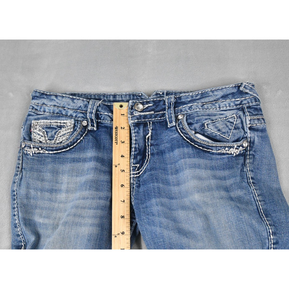 VIGOSS Jeans Womens 9/10 (31x31) The Dublin Bootcut Rhine Stones Blue Denim - Picture 11 of 12